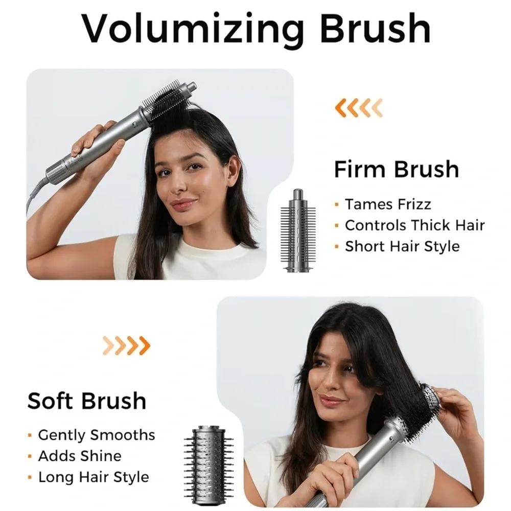 Multifunctional Styling Hair Dryer - Black and Silver